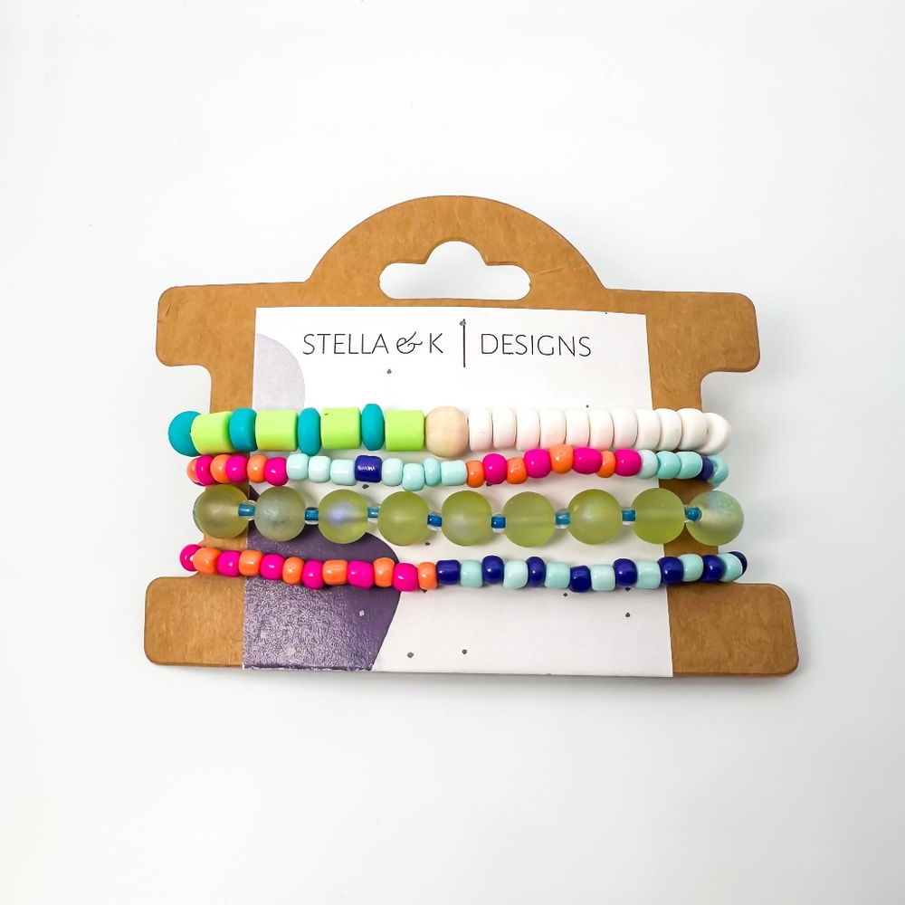 Set of 4 Hand Beaded Bracelets